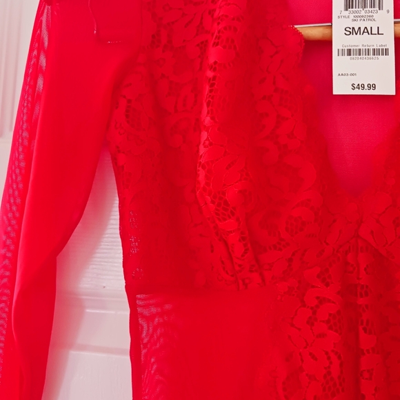 INC red lace bodysuit, NWT, size S - Picture 4 of 6